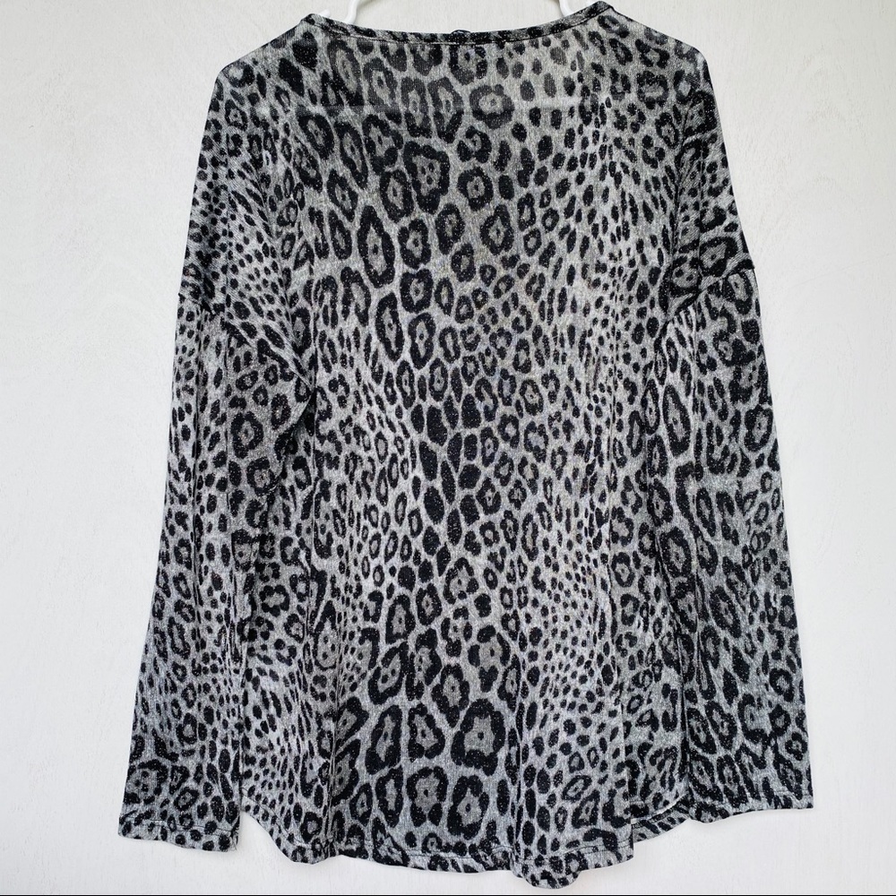 INC Shiny Silver & Black Leopard Print Longsleeve Top, NWT, Size L - Picture 4 of 5